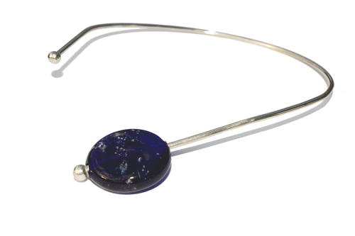 Ketting spang met lentil kraal blauw